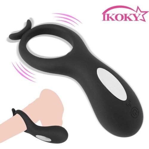 IKOKY Clitoris Stimulator G spot Vibrator Vibrating Cock Ring Penis Ring Sex Toys for Men Couple 10 Speed Delay Ejaculation
