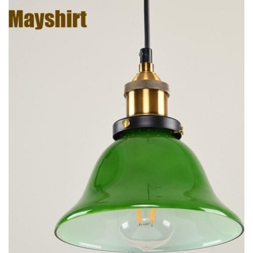 Vintage Green Glass Pendant Lamps for Bedroom Kitchen Living Room Decoration Dinning Room Light Modern LED pendant Light Fixture