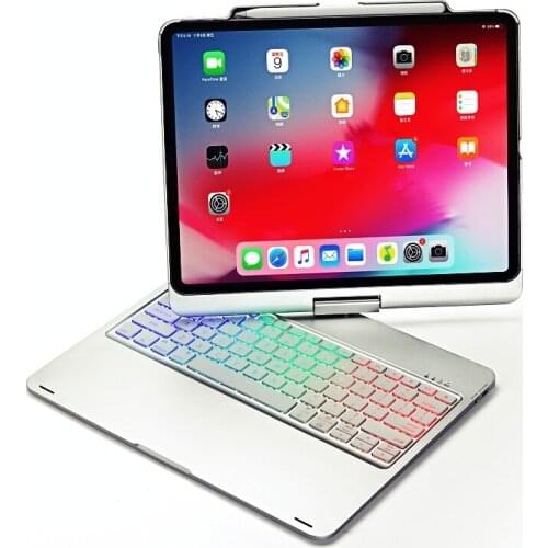 Rotatable Wireless Bluetooth Keyboard with Case Backlight for Apple iPad Pro 12.9 inch 2020 A2233 A2229 A2232 A2069 Smart Cover