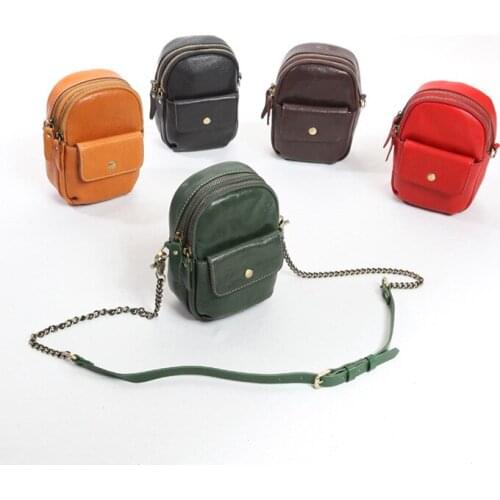 Mobile Phone Baotou Layer Cowhide Retro Classic Vintage Leisure Fashion Genuine Leather Handbag Handmade Shoulder Bags