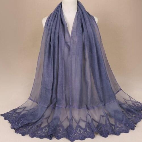 Women Floral Lace Scarf Hijabs Cotton Lightweigt Muslim Head Wraps Large Headband Pashmina Scarves 11 Color 180*85cm 1PC Retail