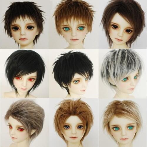 M1 children handmade toy 1/12 1/8 1/6 1/3 1/4 uncle Doll wig BJD/SD doll props Accessories colorful Black gray short hair 1 pcs