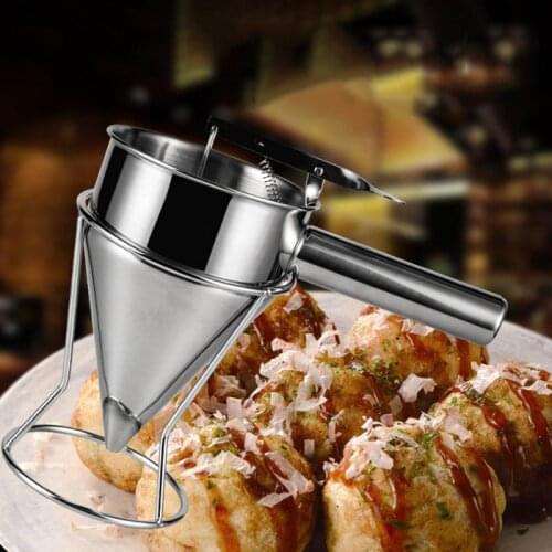 1pc Stainless Steel Plunger Funnel With Funnel Drip Cream Sauce Stand Small Octopus Balls Tool With Rack Kitchen Baking Tools