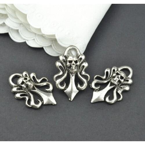 10Pcs Antique Silver color Zinc Alloy Skeleton Charms Pendants Diy Jewelry Findings Accessories Wholesale 26*17mm F1
