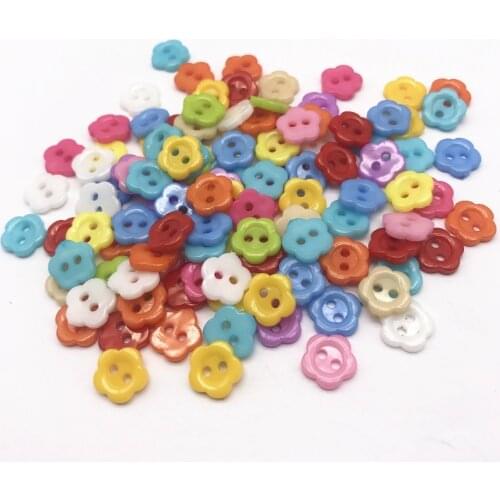 200pcs Mixed 10mm Mini Plastic Flower Buttons Sewing 2 Holes Button For Doll Clothing Scrapbooking Cardmaking