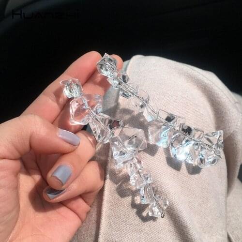 2019 New Irregular Geometric Transparent Crystal Personality Design Long Drop Earrings for Women Girls Jewelry Gifts for lover