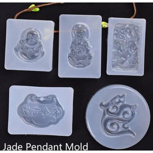 5Pcs Buddhism Jade Pendant Silicone Mold Kit Epoxy Resin Jewelry Making Tools