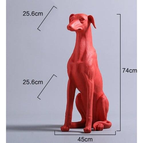 74CM GREADOG GREYHOUND FIGURINES PET DOG STATUE ABSTRACT ANIMAL RESIN CRAFTS HOME DECORATION ACCESSORIES R1092