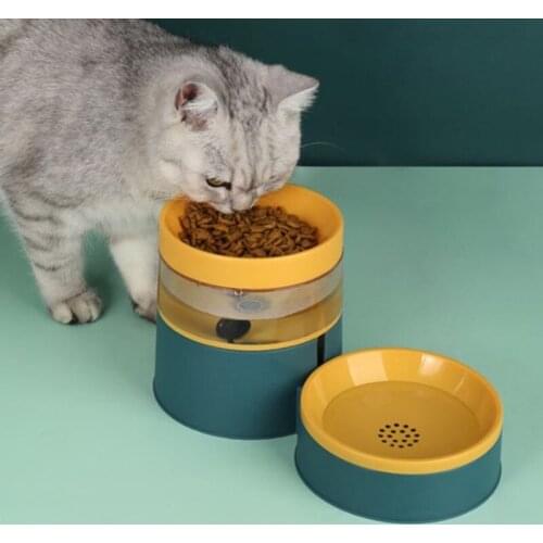2 In 1 Pet Cat Dog Automatic Drinking Water Feeder Three-dimensional Anti-fall Neck Bowl Non-Slip Water Storage Pet Supplies