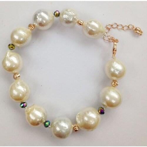 100% nature freshwater pearl bracelet with rose gold plating metal