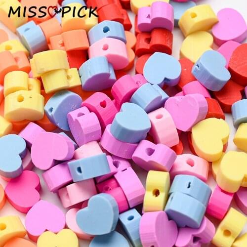 30/50/100Pcs 10mm Mixed Color Heart Shape Beads Polymer Clay Beads Polymer Clay Spacer Beads for Jewelry Making DIY Bracelet