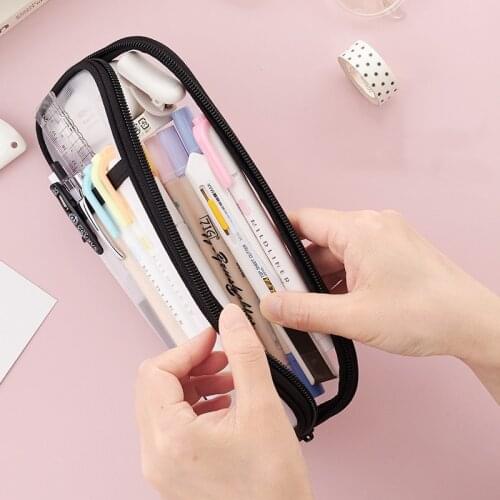 Large Capacity Pencil Case Bag Storage Mesh Pen Bag Stationery Supplies For Kids Adults DU55