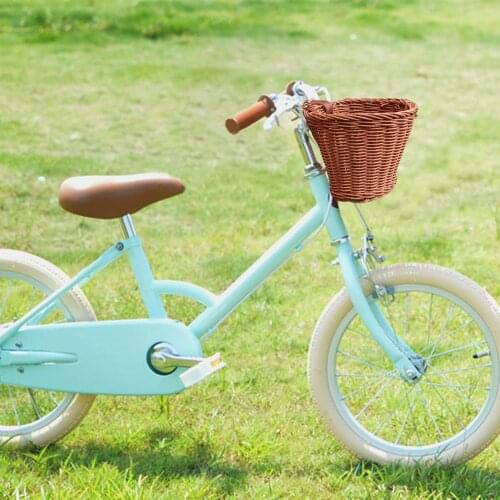 Kids Front Handlebar Bike Basket Children Firm Artificial Woven Bag For All Type Bicycles Teen Or Adult Cycling Accessories