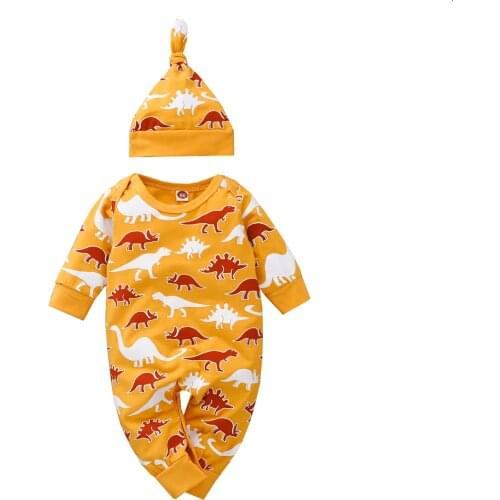 Ma&Baby 0-24M Newborn Infant Baby Boys Rompers Dinosaur Jumpsuit Playsuit Long Sleeve Autumn Spring Clothes DD40