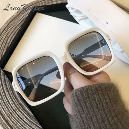 LongKeeper Vintage Oversize Square Sunglasses Women Luxury Brand Big Frame Sun Glasses Black Fashion Gradient Female Oculos