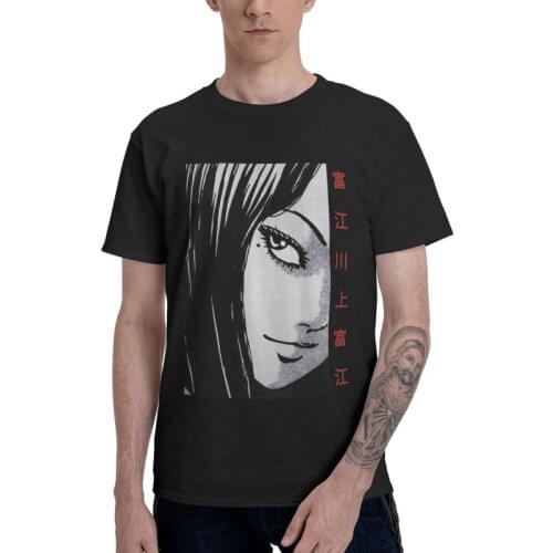 Uzumaki Junji Ito T Shirt for Men Cotton T-shirts Graphic Tshirt Short Sleeve Japanese Horror Manga Tomie Kawakami Tees Tops