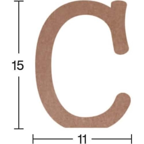 H03 C Letter Trinket, 18mm Mdf Unpainted Figurative Wood Object