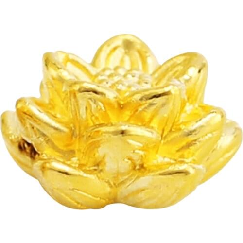 Fine Pure 24Kt Yellow Gold Pendant Women Men Lotus Bead Pendant 0.8-1.2g 12x8x2mm