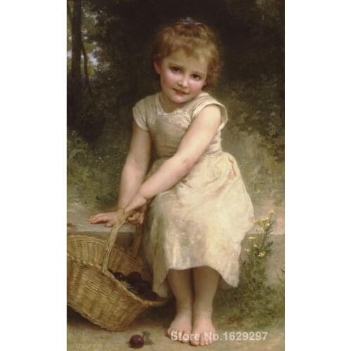 Oil Painting portrait Plums William Adolphe Bouguereau Hand painted High quality
