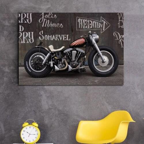 Cool CHOPPER custom motor bike motorcycle bobber KD252 Living room home wall modern art decor wood frame fabric posters prints