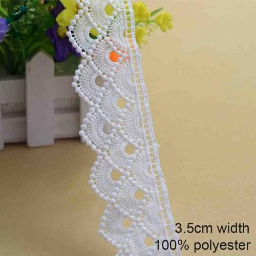 3.5cm white polyester embroidery lace french lace ribbon fabric guipure diy trims warp knitting sewing Accessories#3703