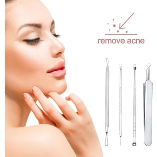 4pcs/set Blackhead Remover Comedone Acne Pimple Belmish Extractor Vacuum Blackhead Remover Tool Spoon for Face Skin Care Tool