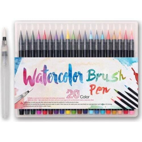 20 Color Watercolor Brush Pen Premium Painting Soft Brush Pens Art Markers Sketch Drawing Art Marker Supplies Comic Calligraphy