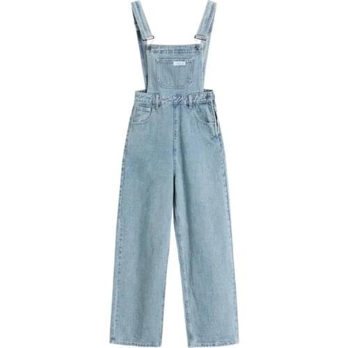 Fashion Jean Jumpsuit Women Autumn Korean Loose Overalls New High Waist Wide Leg Trousers Female S-XL