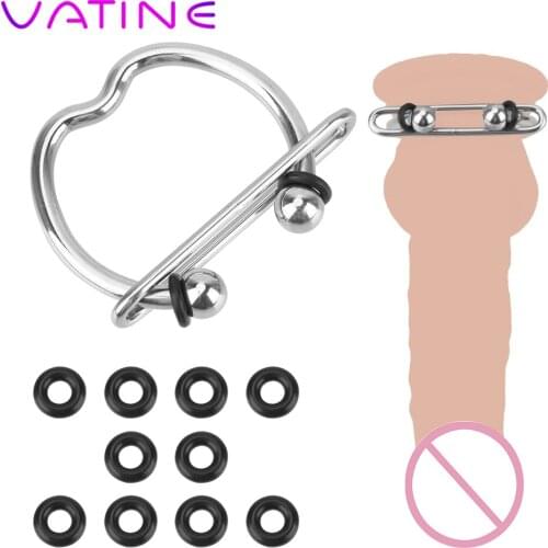 VATINE Stainless Steel Male Chastity Device Metal Cock Ring Sex Toys for Men Penis Ring Sex Shop Chastity Cage Ball Stretcher