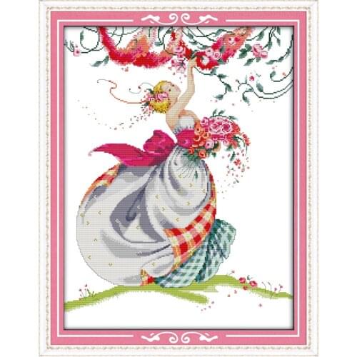 Harvest roses cross stitch kit people 18ct 14ct 11ct count print canvas stitches embroidery DIY handmade needlework
