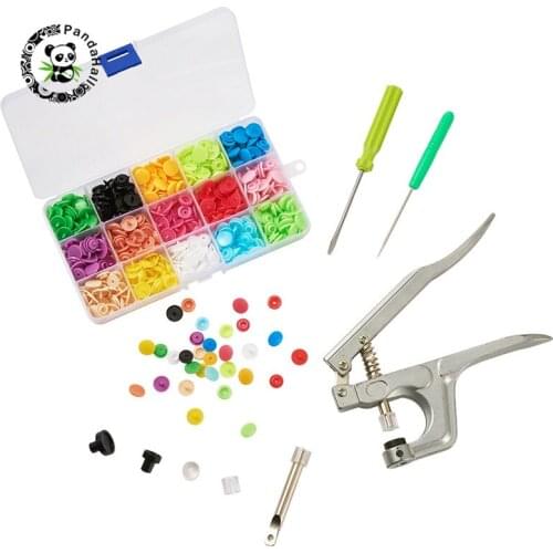 Pandahall 1 Set Snap Buttons & Fastener Plier Tool for Jewelry DIY Making Findings Kits Mixed Color 15.7x13.7x4.6cm