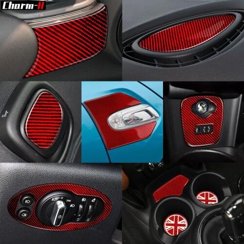 Red Carbon Fiber Interior Center Console Air Vent Panel Cover Trim Sticker for Mini Cooper F55 F56 Clubman F54 Accesssories