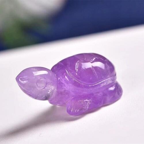 Natural gemstone hand-carved amethyst tortoise folk crafts for home decoration
