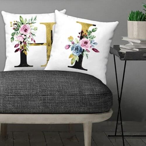 Letter Print Cushion Cover Pillowcase Solid Color Pillow Case Cojines Decor Sofa Bedroom Throw Pillows Cover Decorative for Home