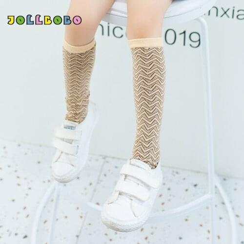 Retro Striped Socks for Girls 3-8T Cotton Spring Autumn Girl Child Christmas Cute Wave Socks Kids Fashion Knee High Khaki Purple