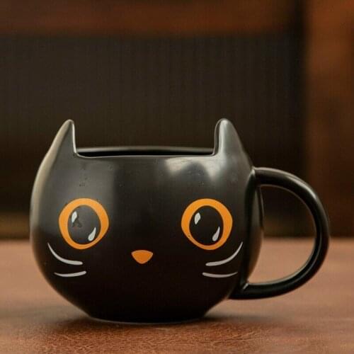 Halloween Gifts Black Cat Cup With Witch Cap Cute Kitty Unique Ceramic Coffee Mug for Office and Home TS1 Home & Garden