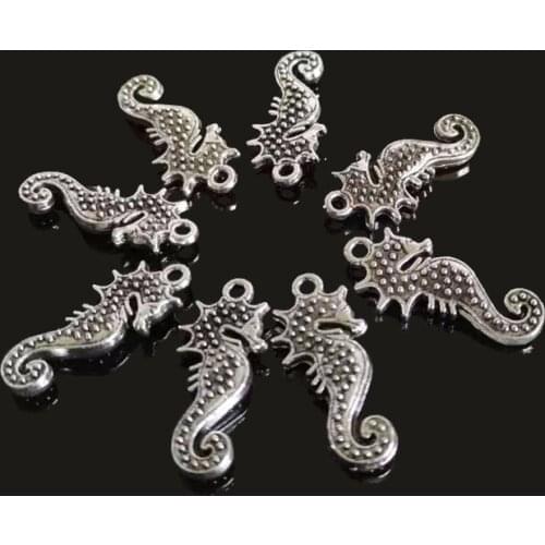 8pcs Charms Double Sided Seahorse 18x12mm Antique Silver Color Plated Pendants Making DIY Handmade Tibetan Finding Jewelry
