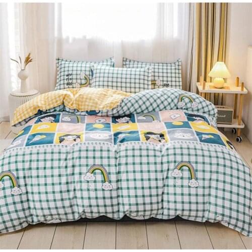 Rainbow Princess Duvet Covert Set Cartoon Bedding Set Kids Boys Girls Comforter Cover with Zipper + Bed Linen Sheet + Pillowcase