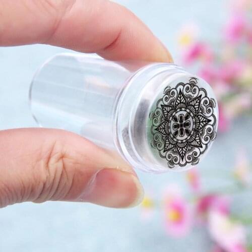 1set Nail Stamp Pure Transparent Jelly Silicone nail stamping plate Scraper with Cap Transparent 2.8cm Nail Stamp Nail Tools