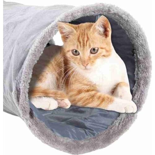 Collapsible Cat Tunnel Crinkle Kitten Play Tube for Large Cats Dogs Bunnies With Ball Fun Cat Toys Suede Peep Hole Pet Toys