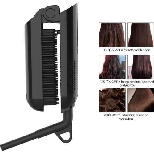 Foldable Hair Straightener Men Beard Straightener Hot Comb Electric Beard Comb Anti-Scald Heating Straightening Brush 4 Temp Con