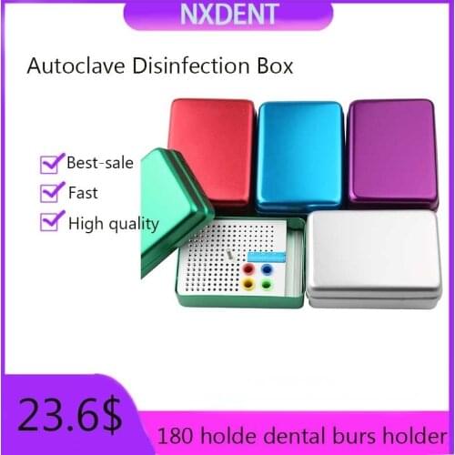 1pcs New 180 Holes Dental Endo Box FG Burs Holder Autoclave Disinfection Box With A Ruler