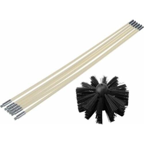 Universal Chimney And Flue Pipe Bendable Cleaning Rods Sweeping Brush & Rods Kit