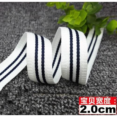 High quality 2cm Long 1meter Deep blue and white stripe Ribbon DIY handmade Clothing shoes and hats decorative accessories