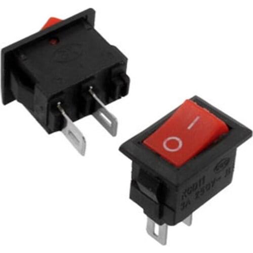 YOCOMYLY 20pcs Mini 2 Pins SPST On/Off Red Button Rocker Switch AC 3A 250V