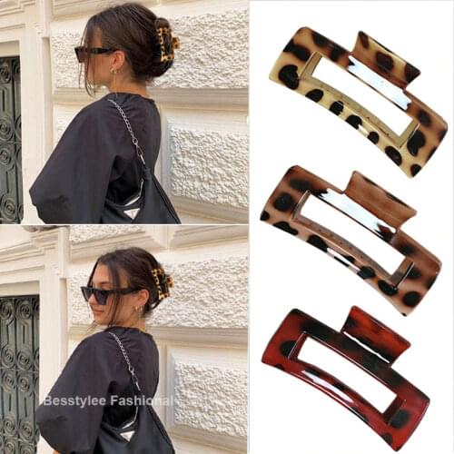 Fashion Leopard Hair Claws Crab Charm Hair Clips Plastic Geometric Barrette for Women Hair Accessories Headdress Party Gifts