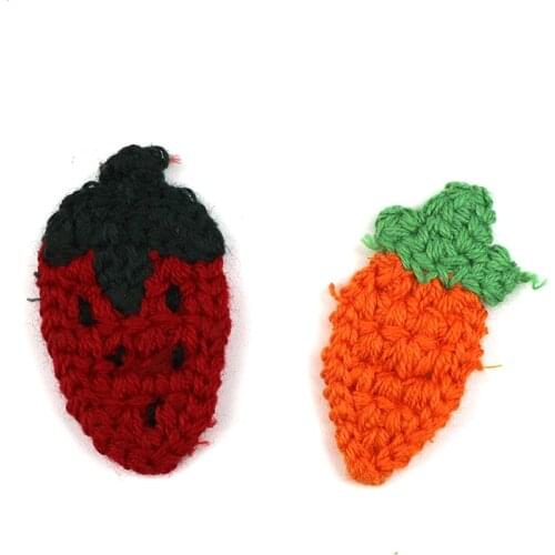30Pcs Knitting Cute Strawberry Carrots Patches Applique DIY Craft Supplies Kid Hair Accessories Clothes Embellishments Materials