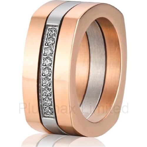 Anel feminino ouro titanium soul mate three rings in one wedding band engagement rings for men and women