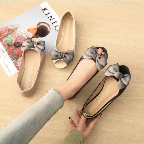 Single Shoe Women 2021 Autumn New Temperament Fish Mouth Mothers Shoes Soft Bow Knot Anti Slip Soft Sole Big Size Womens Shoes