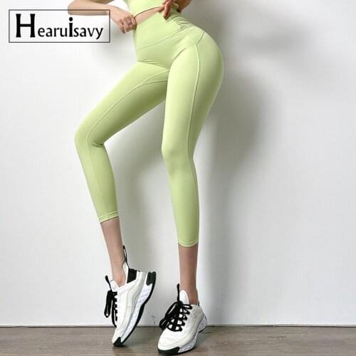 Nude High Waist Yoga Cropped Pants Womens Gym High-Intensity Training Push-Ups Hips And Abdomen Breathable Leggings